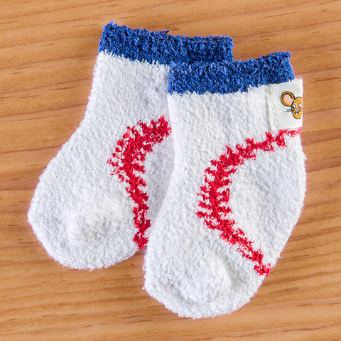 World's Softest Infant's Cozy Crew Socks with Grippers, Baseball