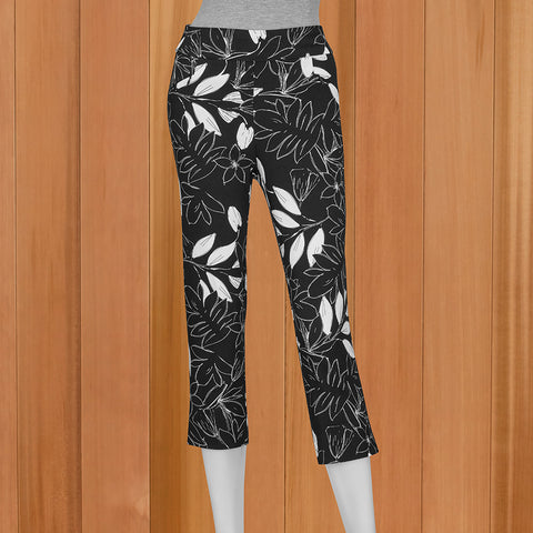 Renuar Pull-On Bengaline Capris, Flowers & Fronds