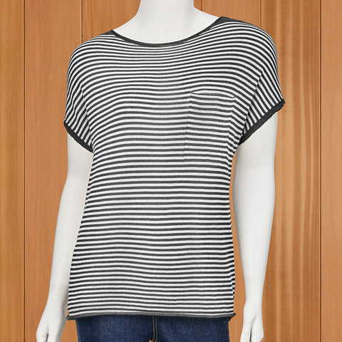Renuar Lightweight Easy-Knit Striped Cap Sleeve Tee