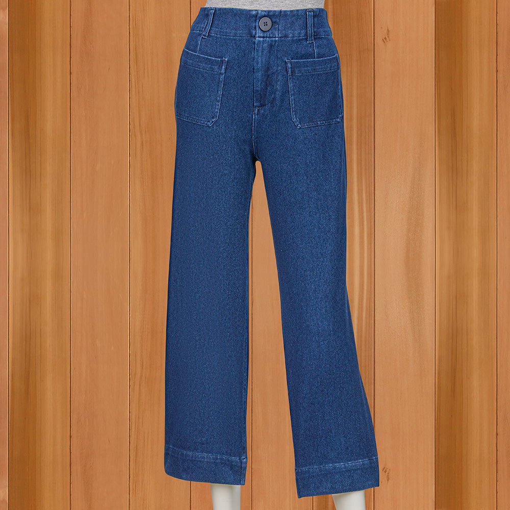 Renuar Denim Cropped Wide Leg Jeans