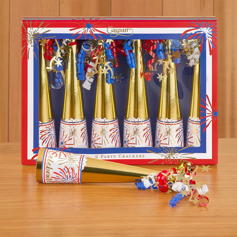 Caspari 4th of July Party Crackers, Patriotic Fireworks