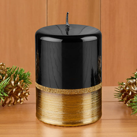 Zodax Brushed Gold Metallic Candles, Black