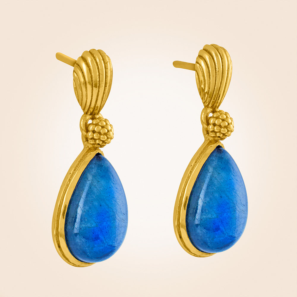 Capucine De Wulf Monique Gold and Labradorite Teardrop Earrings
