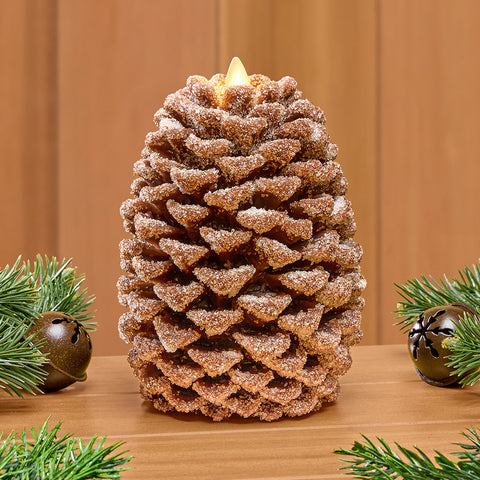 Luminara Unscented Flameless Frosty Pinecone Candle