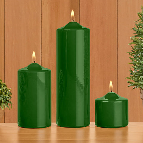 Ceralacca Lacquer Pillar Candles, Olive Green