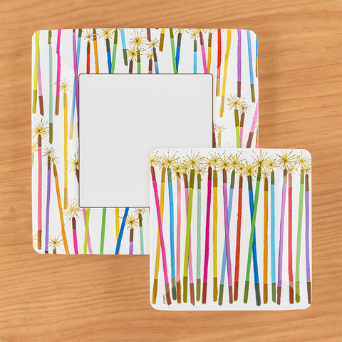 Caspari Square Paper Plates, Party Candles