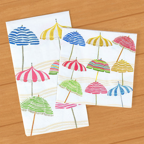 Caspari Paper Napkins, Summer Beach Umbrellas