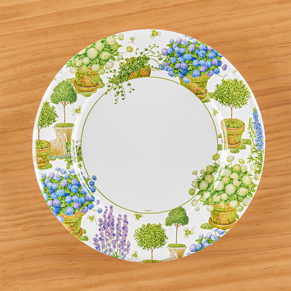 Caspari Paper Plates, Potted Hydrangeas