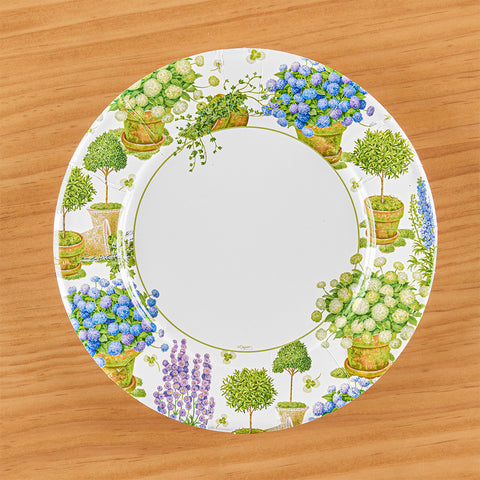 Caspari Paper Plates, Potted Hydrangeas
