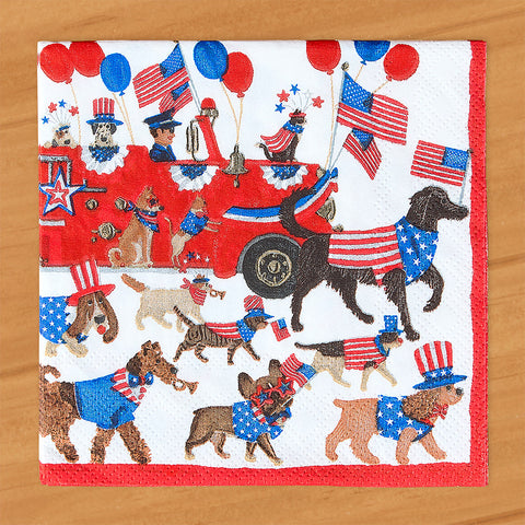 Caspari Paper Napkins, Patriotic Summer Pet Parade