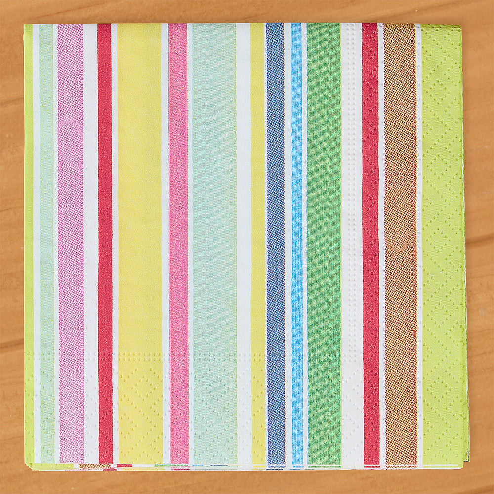 Caspari Paper Napkins, Bright Cabana Stripe