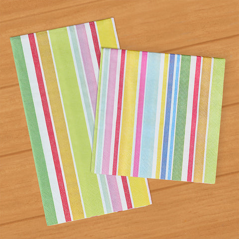 Caspari Paper Napkins, Bright Cabana Stripe
