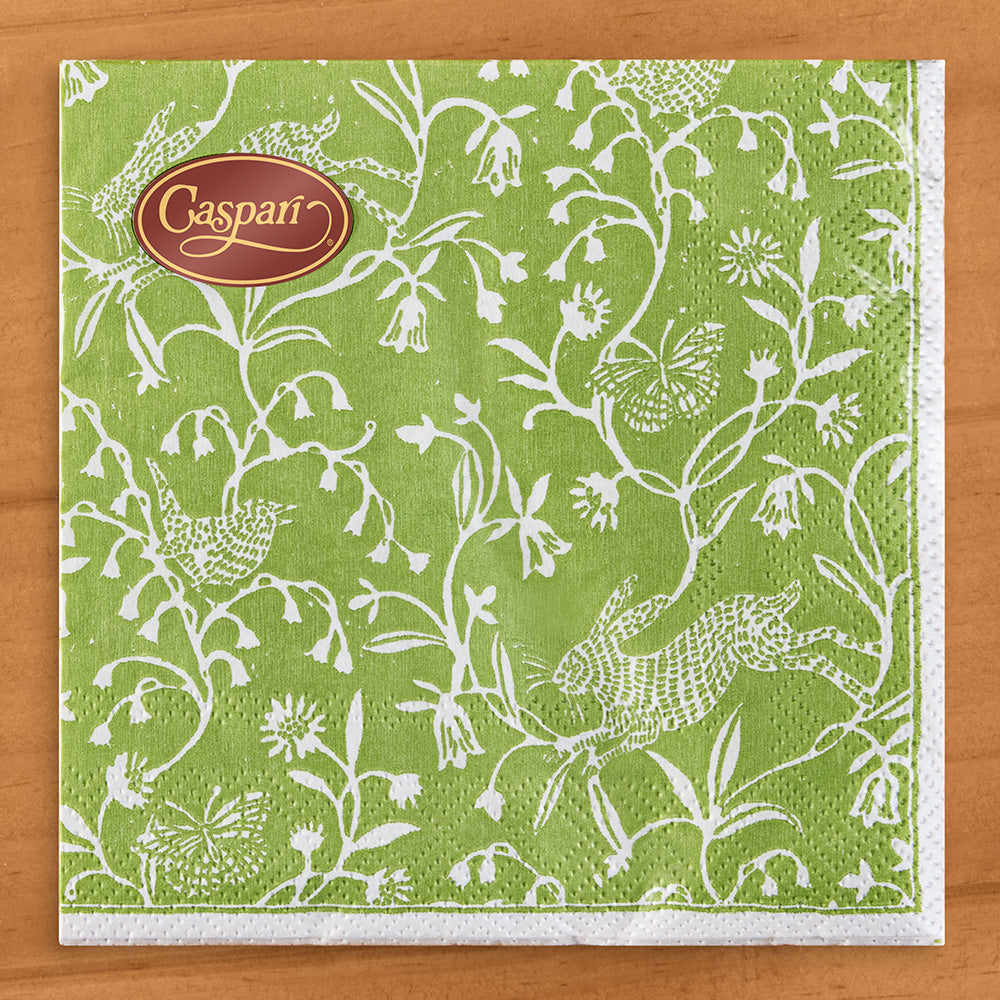 Caspari Easter Paper Napkins, Hedgerow in Moss Green