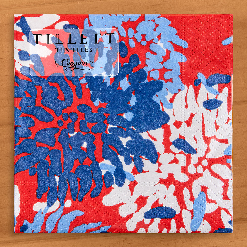 Caspari Paper Napkins, Chrysanthemum in Red, White & Blue