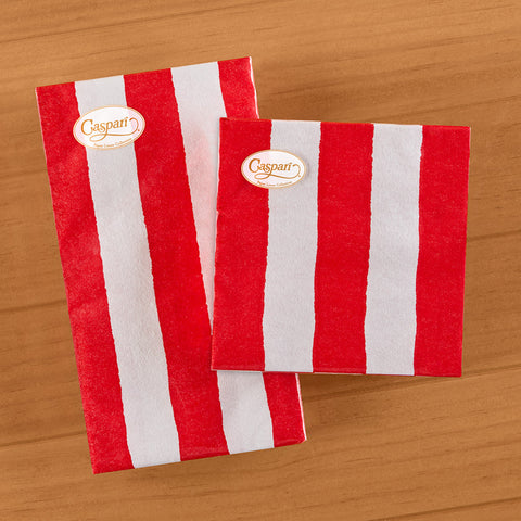 Caspari Paper Linen Napkins, Café Stripe in Red
