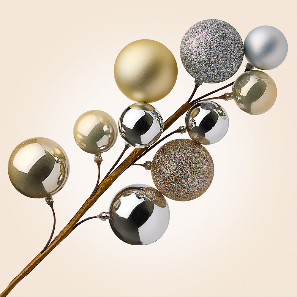 Gold and Silver Christmas Ornament Floral Pick / Spray