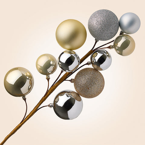 Gold and Silver Christmas Ornament Floral Pick / Spray