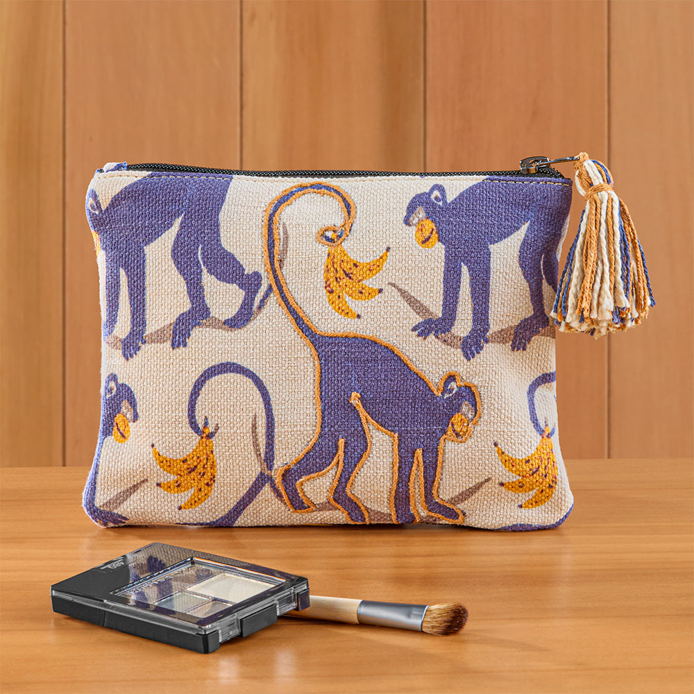 Indaba Monkey Around Embroidered Zip Pouch