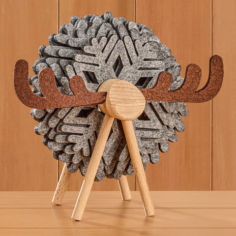 Felt Snowflake Coaster Set with Deer Holder