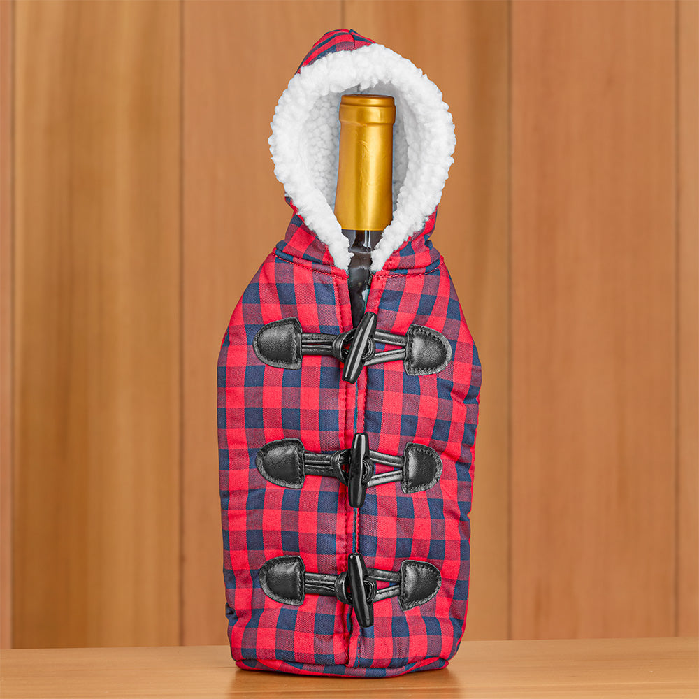 Wild Eye Designs Wine Parka Bottle Koozie, Buffalo Plaid Parka