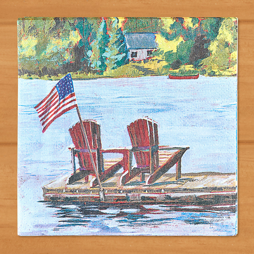 PPD Paper Napkins, Lakeside Americana Adirondack Chairs