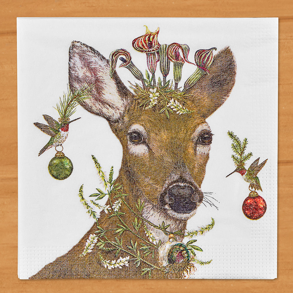 PPD Paper Napkins, Christmas Princess Deer with Hummingbirds