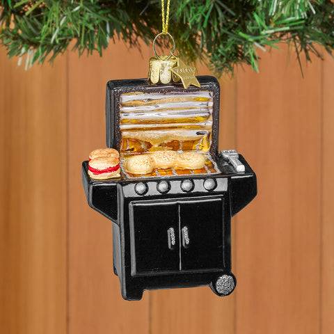 Vondels Glass Ornament, BBQ Grill and Burgers