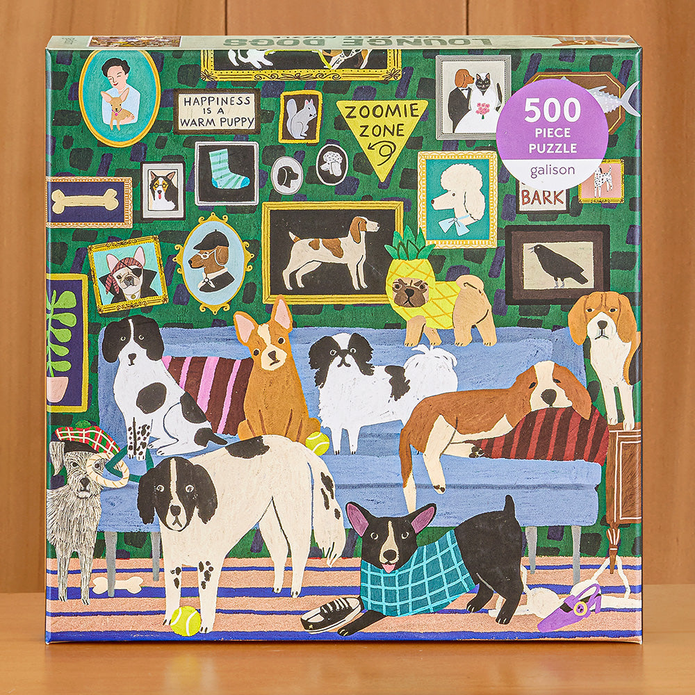 500 Piece Jigsaw Puzzle, Lounge Dogs