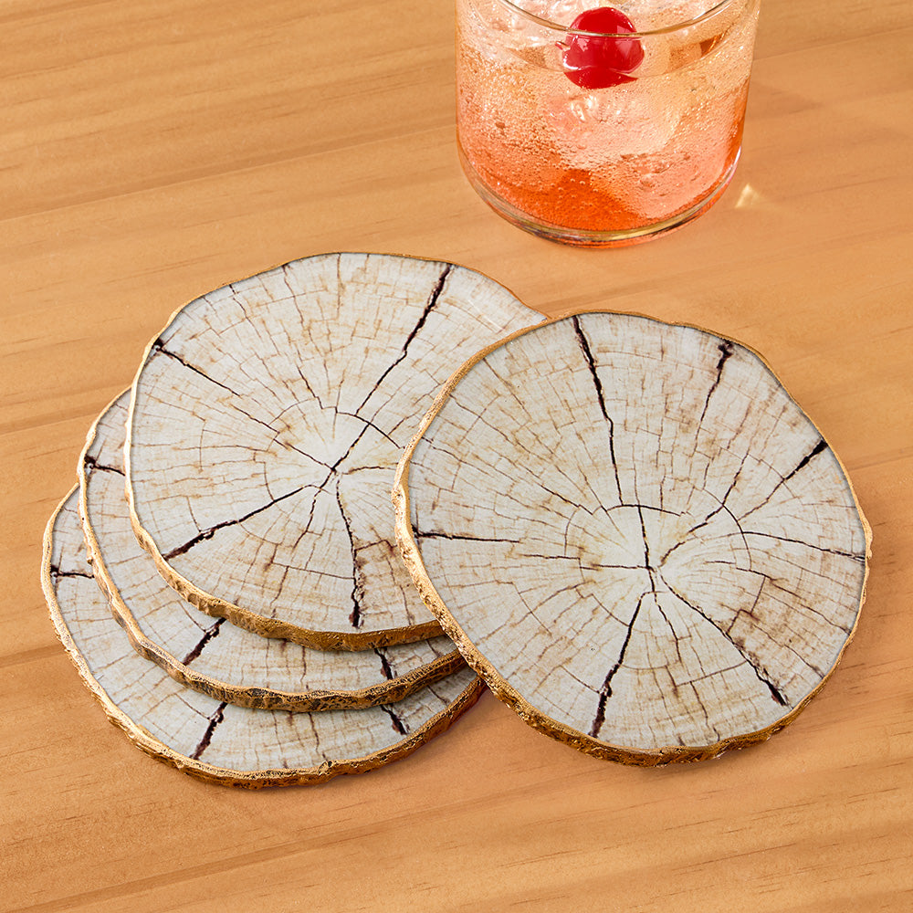 Kim Seybert Faux Birch Coasters, Set of 4