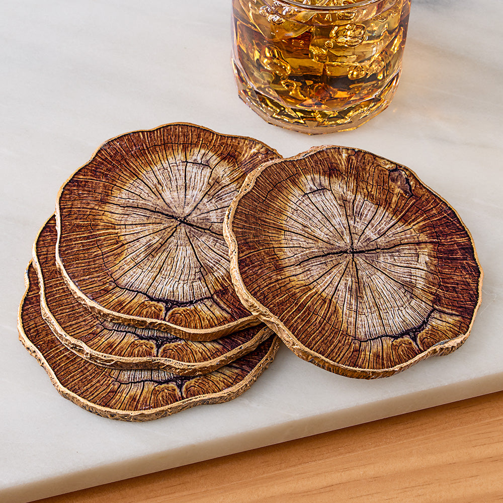 Kim Seybert Faux Cedar Coasters, Set of 4