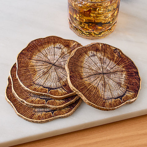 Kim Seybert Faux Cedar Coasters, Set of 4