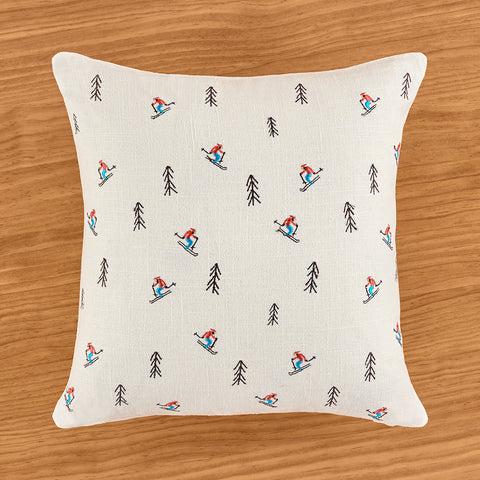 Zodax 16" Embroidered Pillow, Trees & Skiers