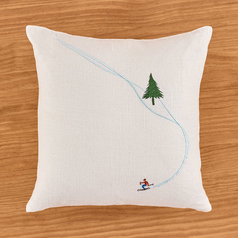 Zodax 16" Embroidered Pillow, Downhill Skier