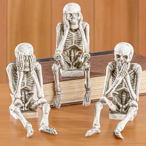 Halloween Figurines, See/Hear/Speak No Evil Skeletons