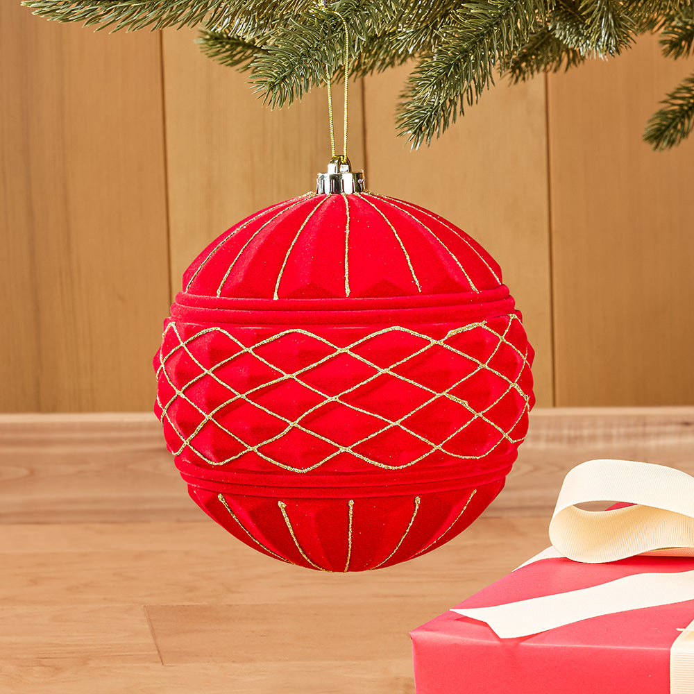 Red Quilted Velvet Ball Ornament