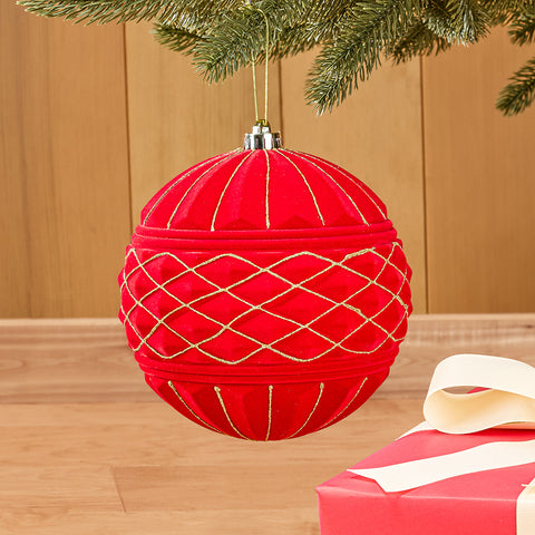 Red Quilted Velvet Ball Ornament