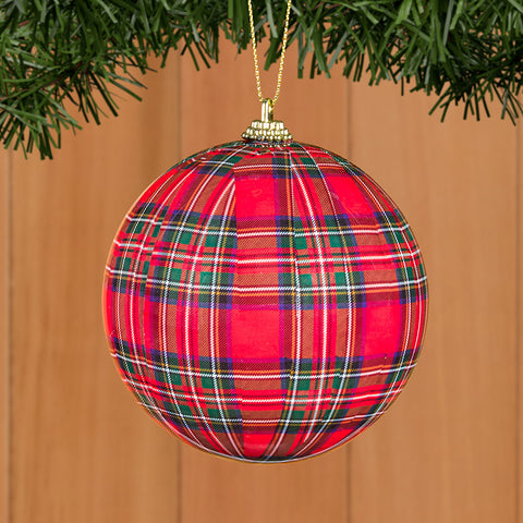 Red Plaid Ball Ornament
