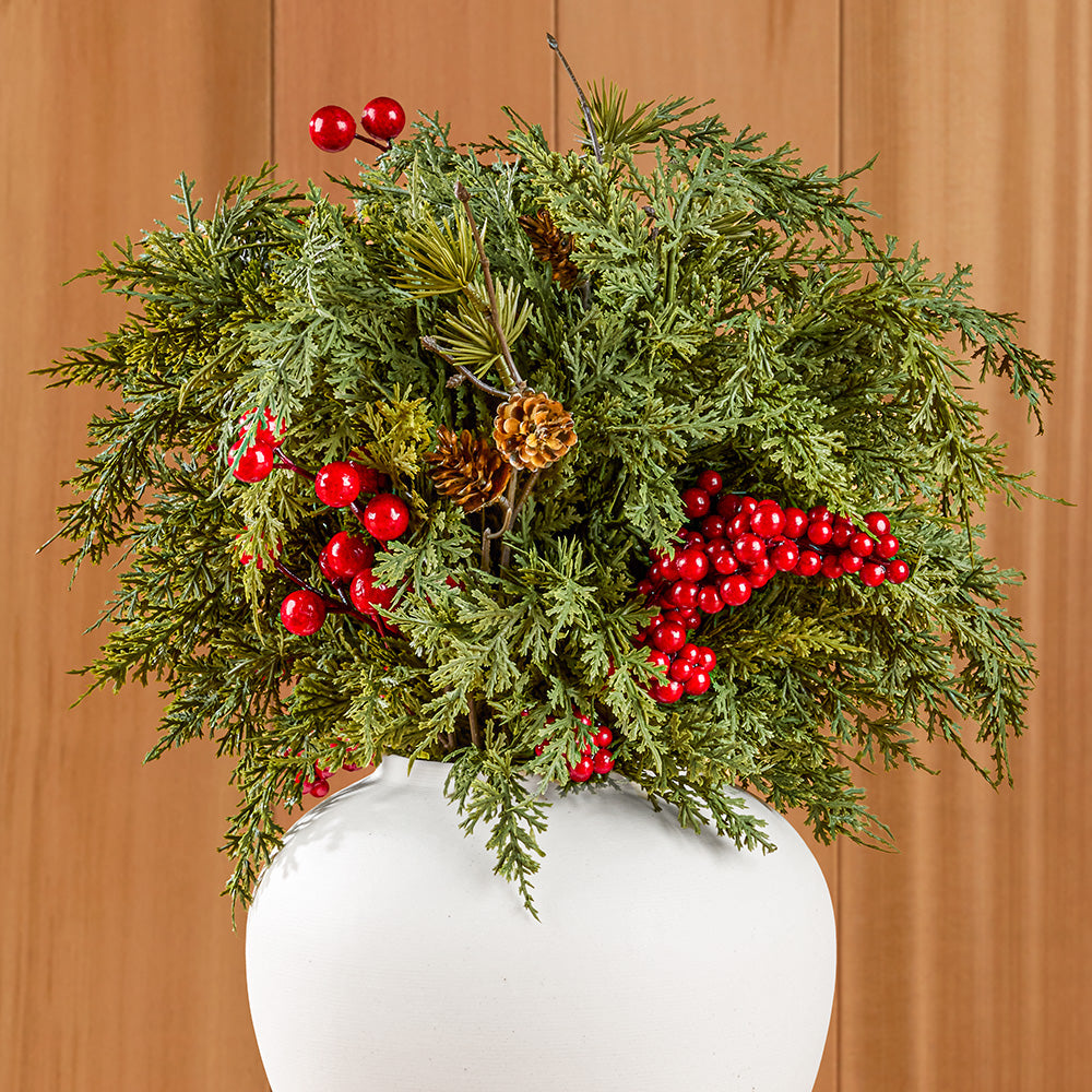 Cedar and Red Berry Stem, 18"