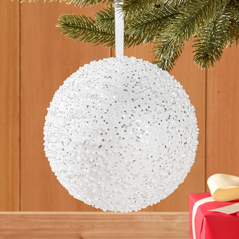 Snowy Scattered Pearls Ball Ornament