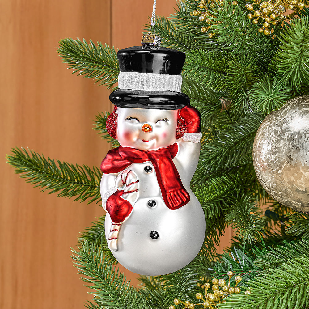 Glass Christmas Ornament, Snowman