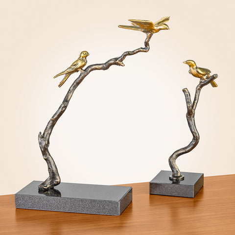 Global Views Perched Sparrows Sculpture