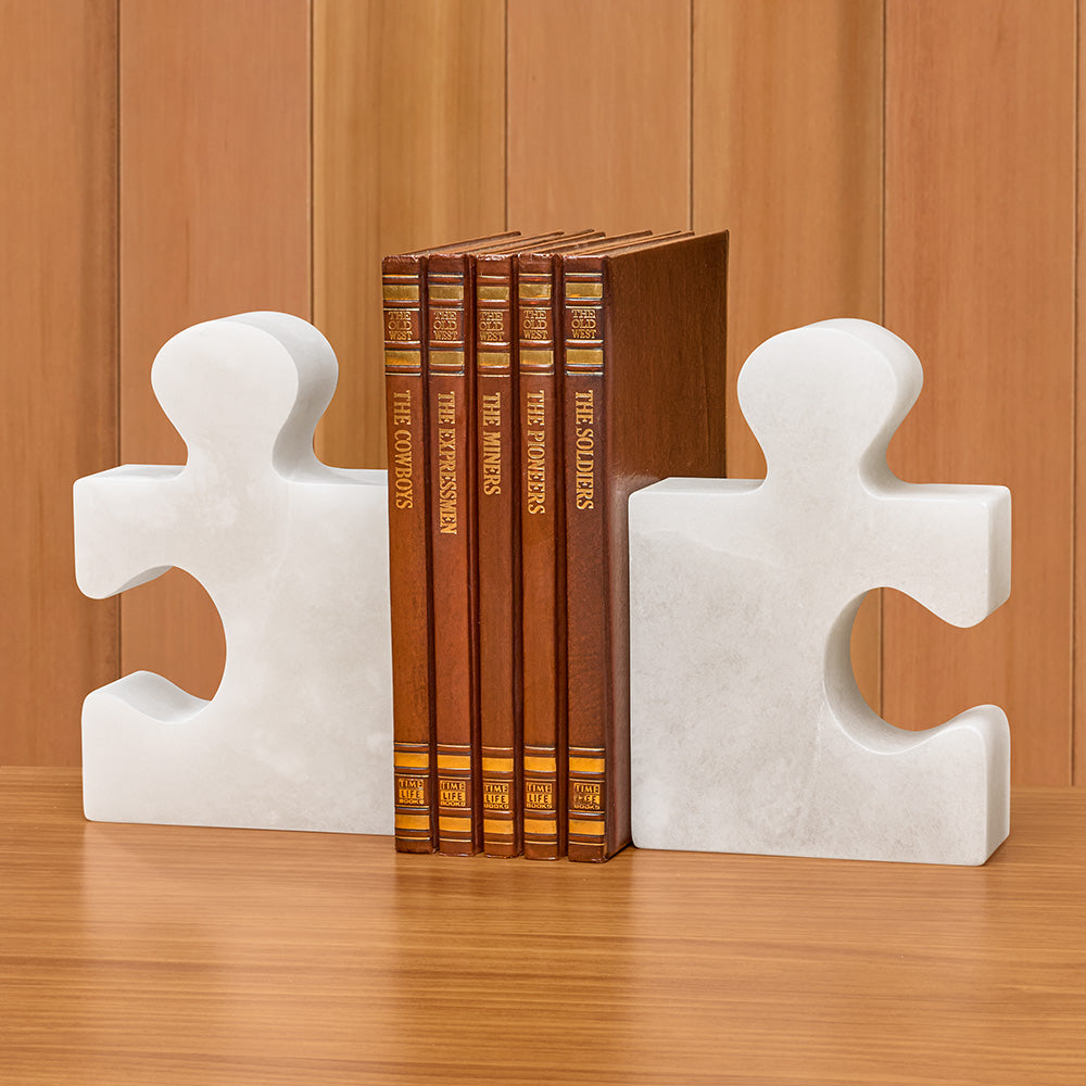 Global Views Alabaster Jigsaw Bookends