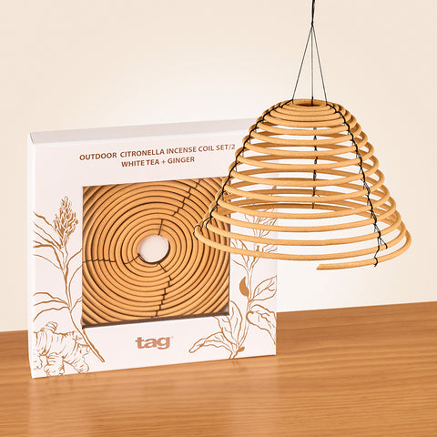 Citronella Incense Coil, White Tea & Ginger
