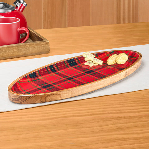Holiday Plaid Enameled Wood Serving Platter