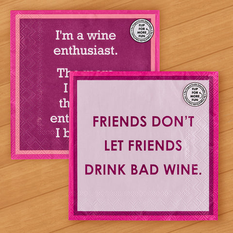 Drinks on Me Paper Cocktail Napkins, Wine Enthusiast