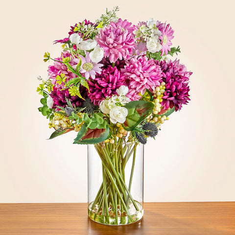 Spring Perennials in Glass Vase