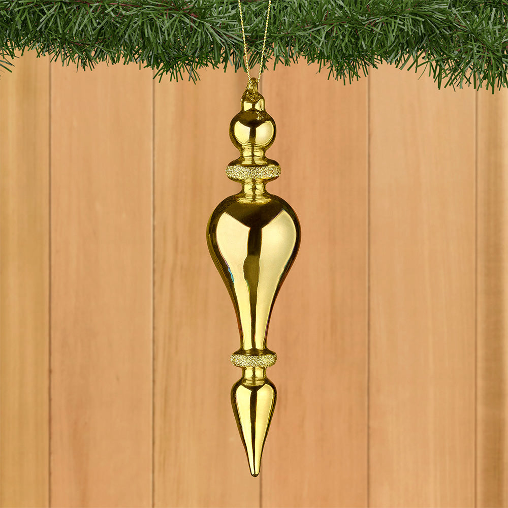 Sparkling Glass Finial Ornaments, Gold