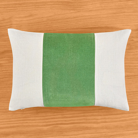 Ryan Studio 20" x 14" Giorgio Velvet Linen Owen Lumbar Pillow, Meadow