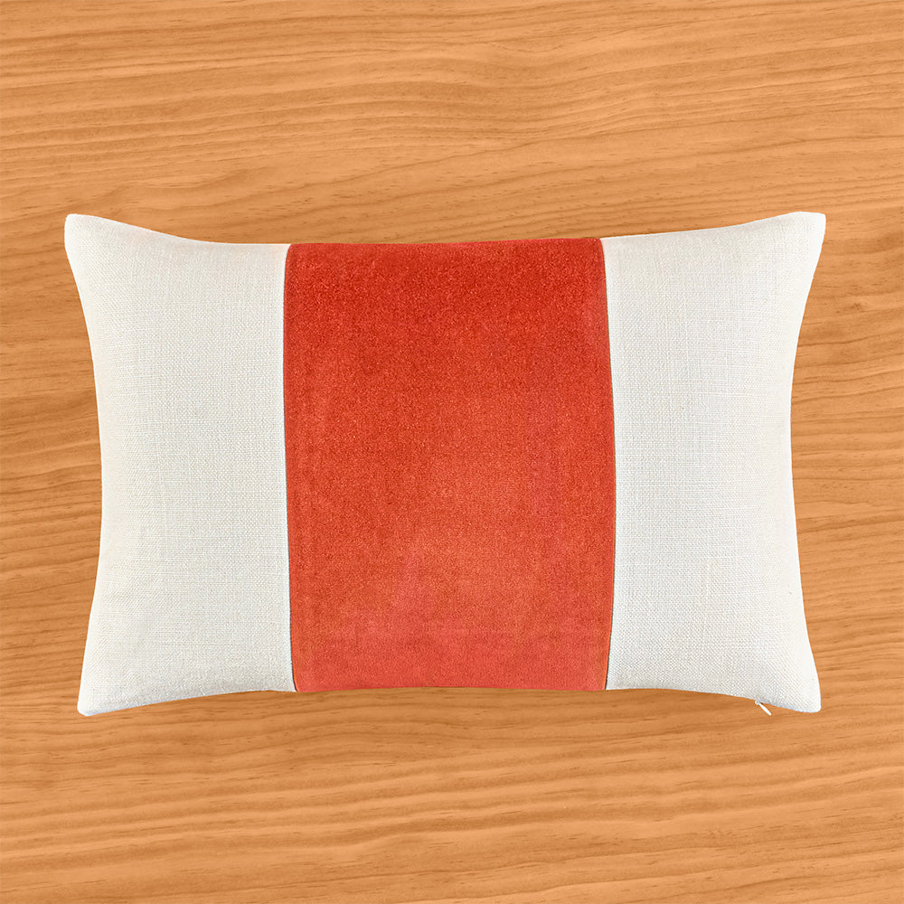 Ryan Studio 20" x 14" Giorgio Velvet Linen Owen Lumbar Pillow, Spice