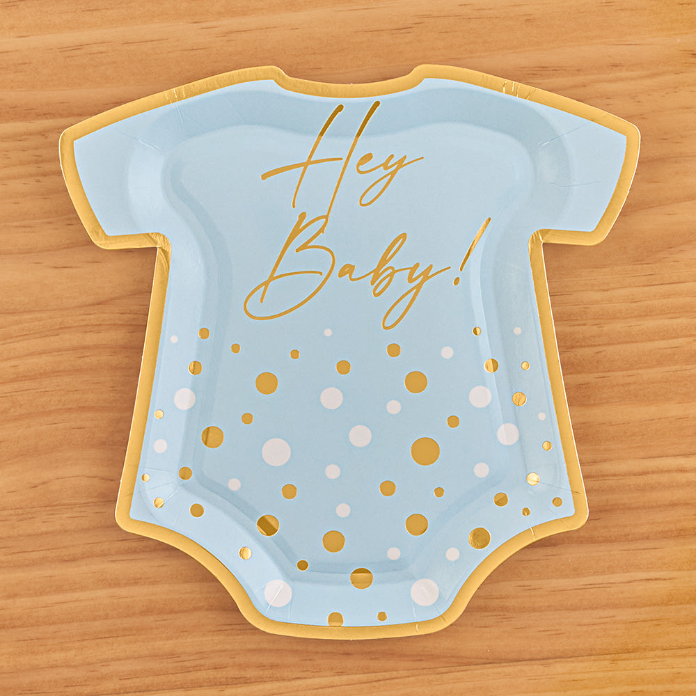 Sophistiplate Paper Plates and Napkins, "Hey Baby!" Blue